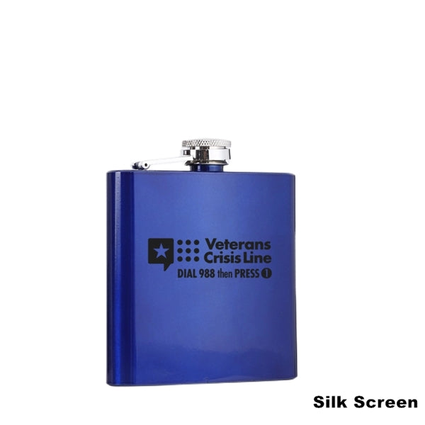 6 oz Hip Whisky Flask Stainless Steel Various Colours