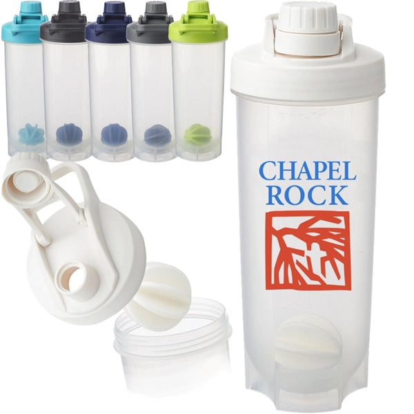 Plastic 24 Oz Shaker Bottles With Mixer