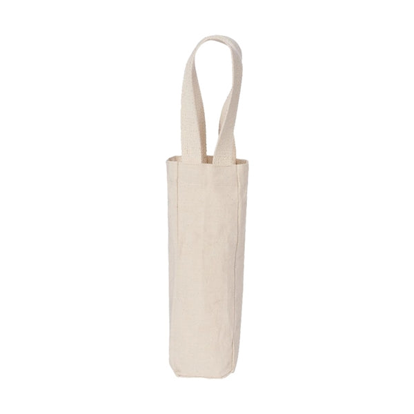 Cotton Canvas Single Bottle Wine Tote