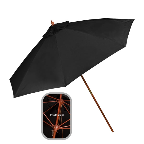 9' Wooden Polyester Market Umbrella
