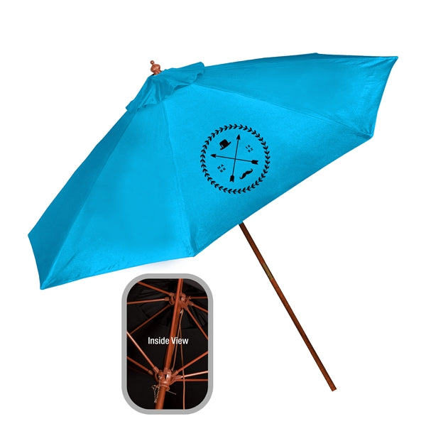 9' Wooden Polyester Market Umbrella