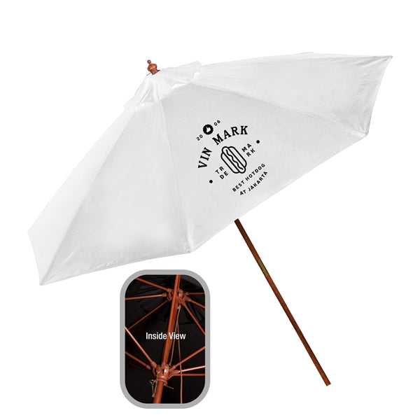 9' Wooden Polyester Market Umbrella