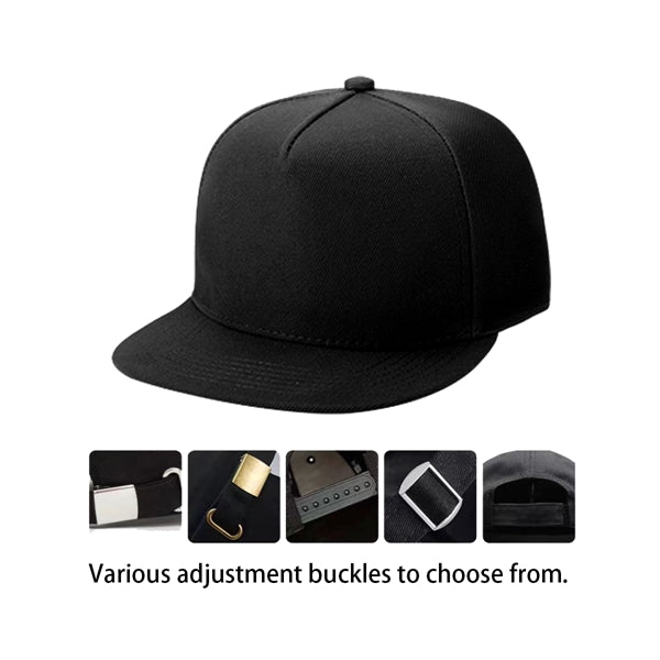 6 Panel Snapback Flat Bill Baseball Cap
