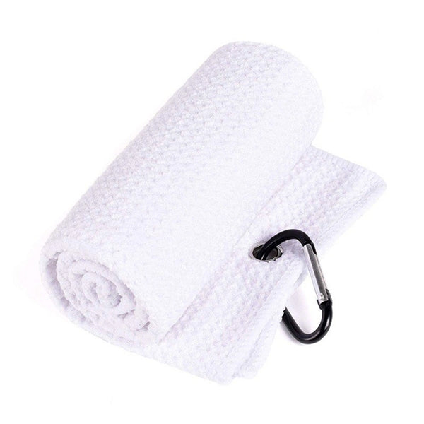 Tri-fold Waffle Pattern Microfiber Golf Towel w/ Hook
