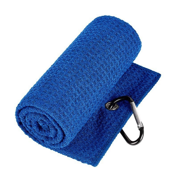 Tri-fold Waffle Pattern Microfiber Golf Towel w/ Hook