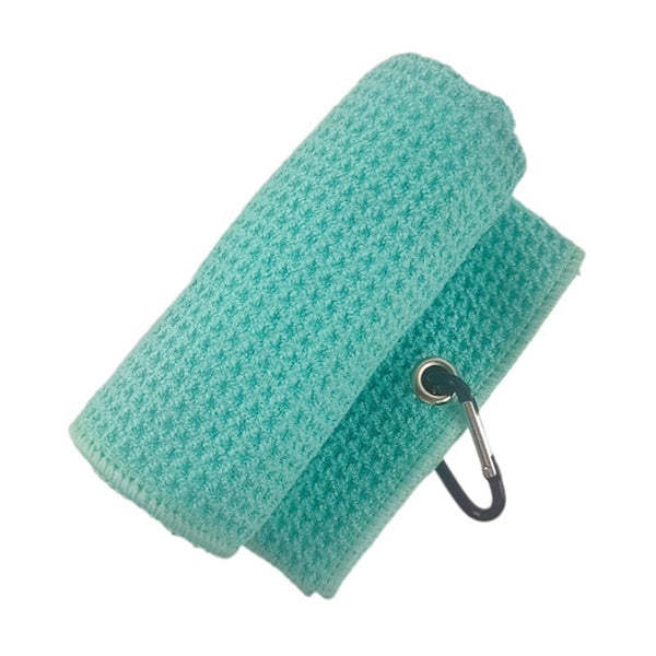 Tri-fold Waffle Pattern Microfiber Golf Towel w/ Hook