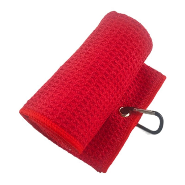 Tri-fold Waffle Pattern Microfiber Golf Towel w/ Hook