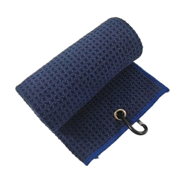 Tri-fold Waffle Pattern Microfiber Golf Towel w/ Hook