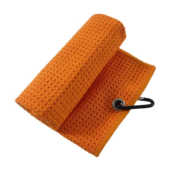 Tri-fold Waffle Pattern Microfiber Golf Towel w/ Hook