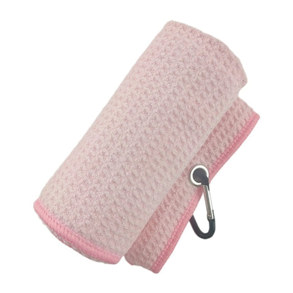 Tri-fold Waffle Pattern Microfiber Golf Towel w/ Hook