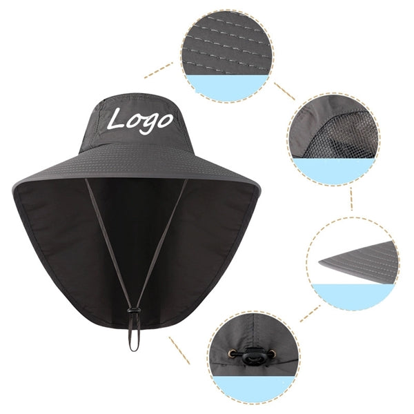 Outdoor Wide Brim Fishing Sun Hat with Neck Flap