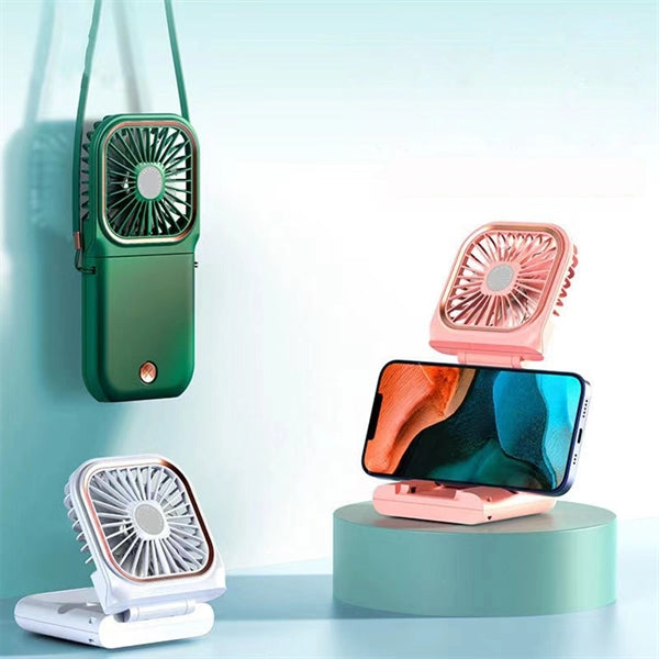 Hands Free Phone Holder Foldable USB Neck Fan/Power Bank