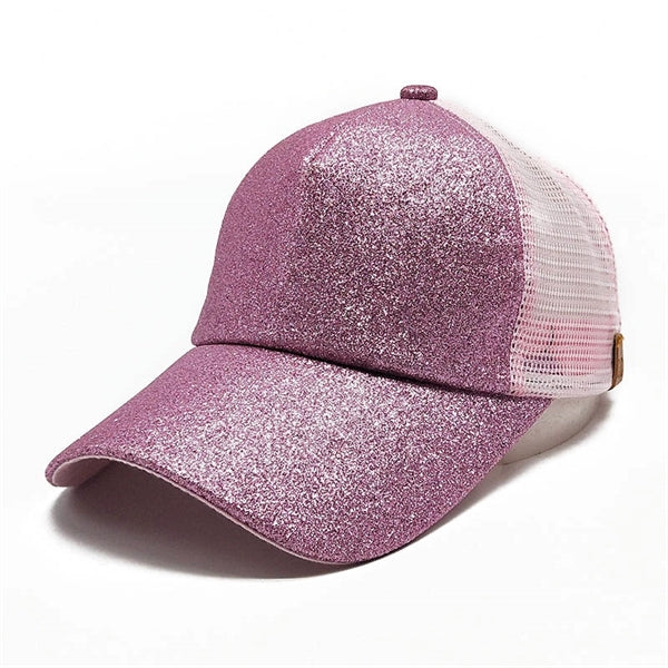 Glitter Mesh Breathable Ponytail Baseball Cap
