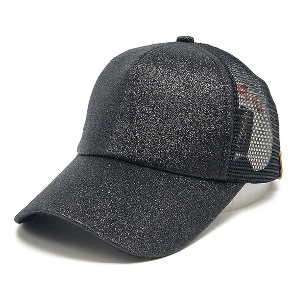 Glitter Mesh Breathable Ponytail Baseball Cap