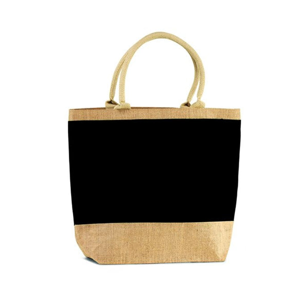 Two Tone Jute Beach Tote With Handles