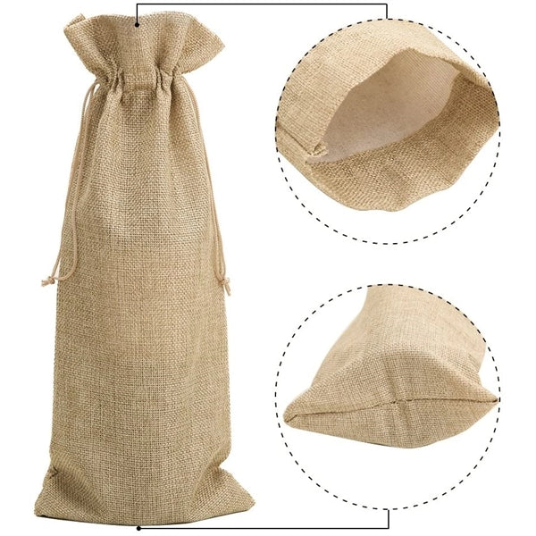 Canvas Wine Bottle Gift Bag (with drawstring)