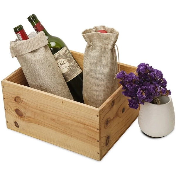 Canvas Wine Bottle Gift Bag (with drawstring)