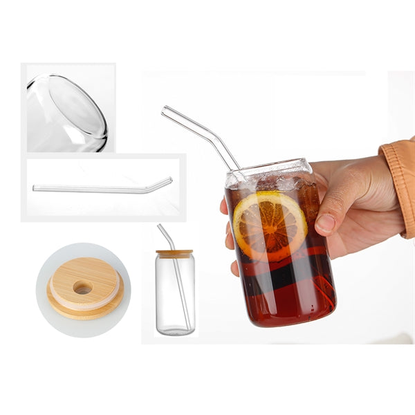 16Oz Glass Cup With Lid
