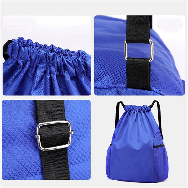 Large Capacity Mesh Panel Drawstring Backpack