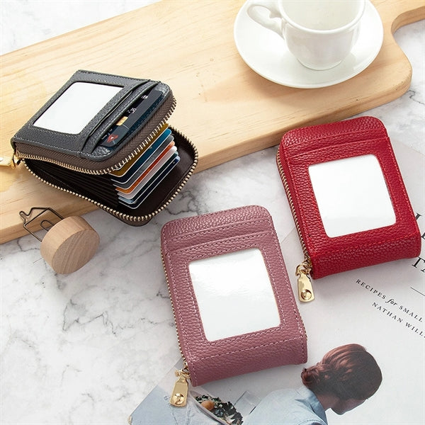 PU Leather Wallet With ID Window And 10 Card Slots For Women