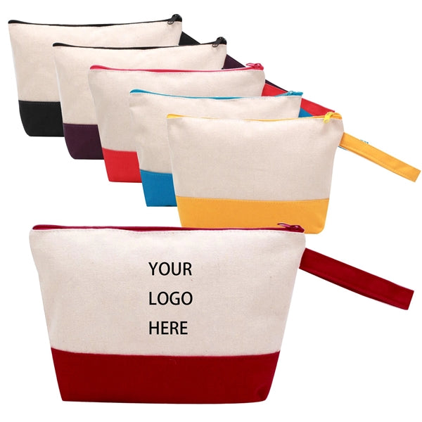 Cotton Canvas Two-Tone Cosmetic Bag