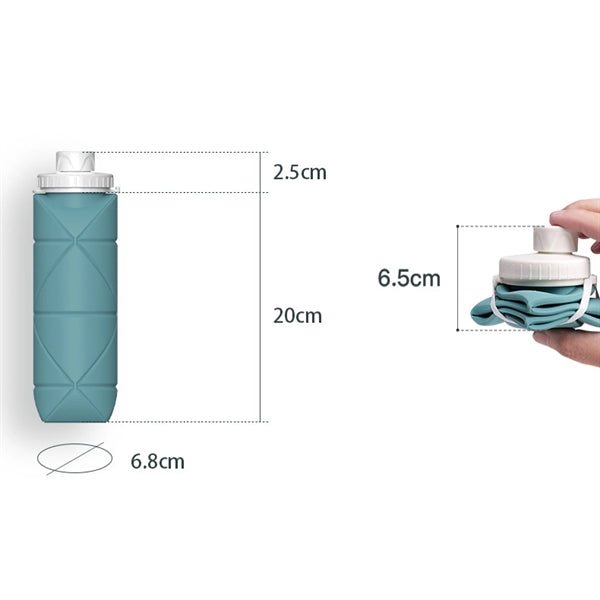 20oz Silicone Foldable Water Bottle With Leakproof Lid