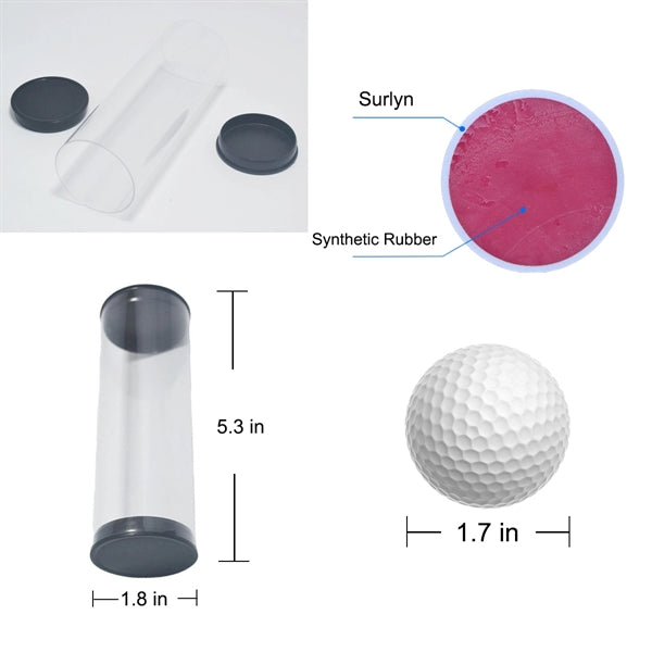 Three Pcs Practice Golf Ball Set w/ Clear Tube