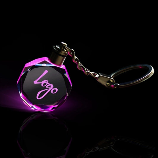 Led Light Engraving Key Holder Laser Crystal Keychain