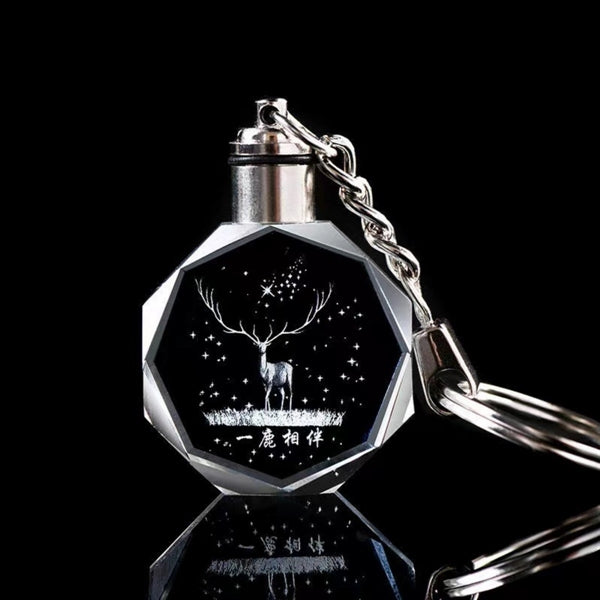 Led Light Engraving Key Holder Laser Crystal Keychain