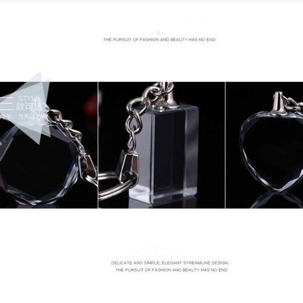 Led Light Engraving Key Holder Laser Crystal Keychain