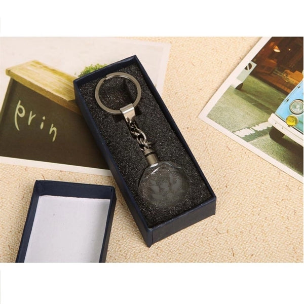 Led Light Engraving Key Holder Laser Crystal Keychain