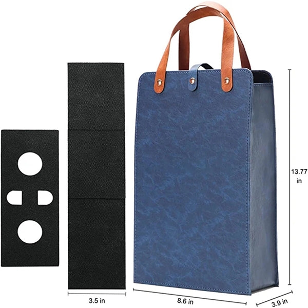 2 bottles wine leather tote bag