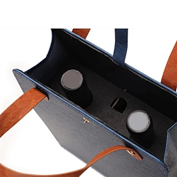 2 bottles wine leather tote bag