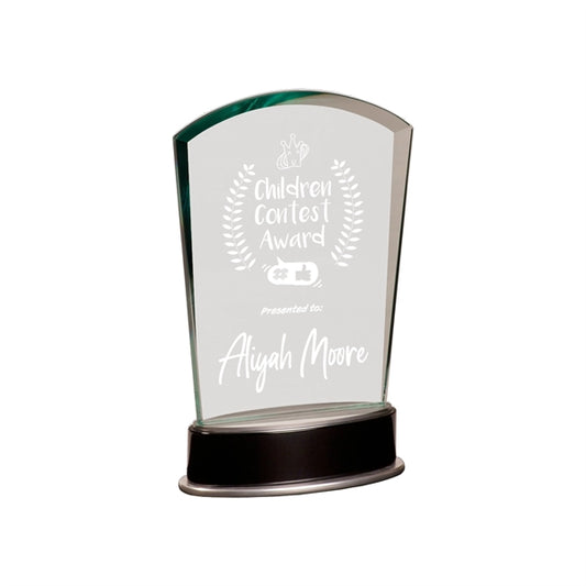 6 3/4" Jade Fan Metro Glass Award
