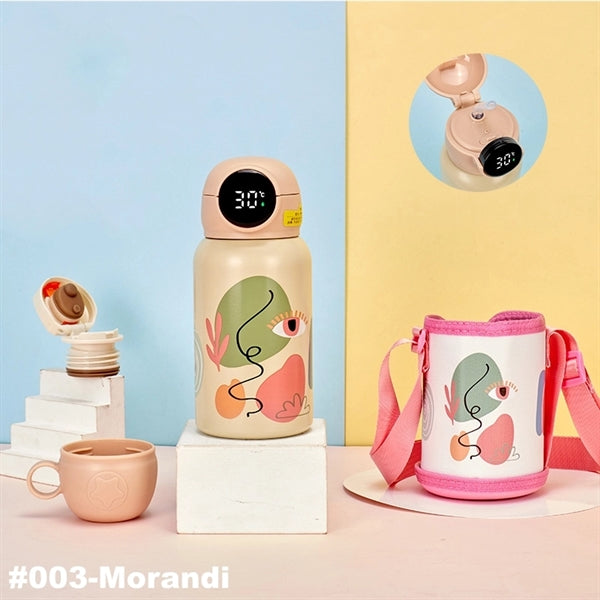 16.9 oz Temperature Display Cartoon Vacuum Flask with Straw