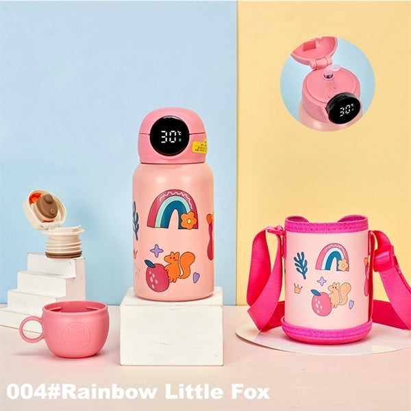16.9 oz Temperature Display Cartoon Vacuum Flask with Straw