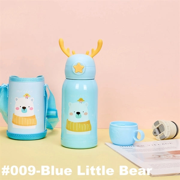 16.9 oz Temperature Display Cartoon Vacuum Flask with Straw