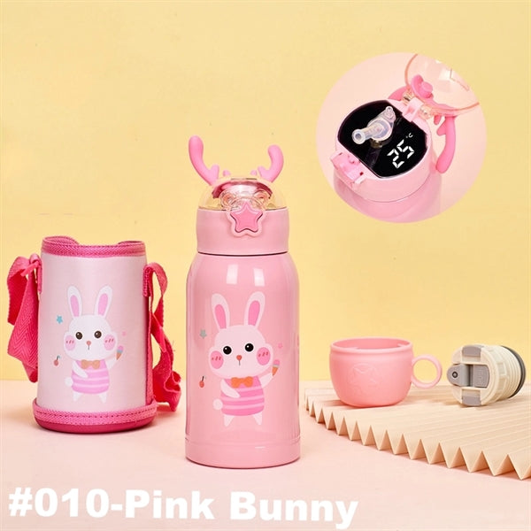 16.9 oz Temperature Display Cartoon Vacuum Flask with Straw