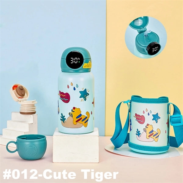 16.9 oz Temperature Display Cartoon Vacuum Flask with Straw