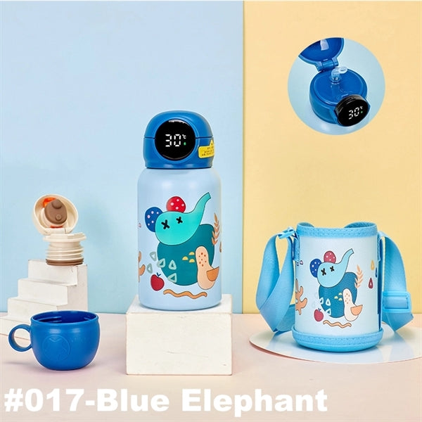 16.9 oz Temperature Display Cartoon Vacuum Flask with Straw