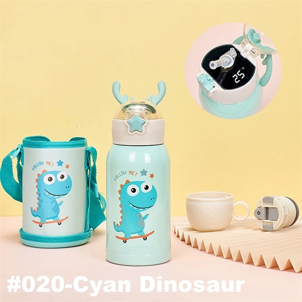 16.9 oz Temperature Display Cartoon Vacuum Flask with Straw