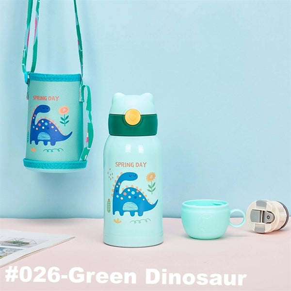 16.9 oz Temperature Display Cartoon Vacuum Flask with Straw