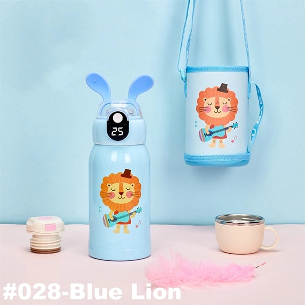 16.9 oz Temperature Display Cartoon Vacuum Flask with Straw