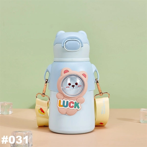16.9 oz Temperature Display Cartoon Vacuum Flask with Straw