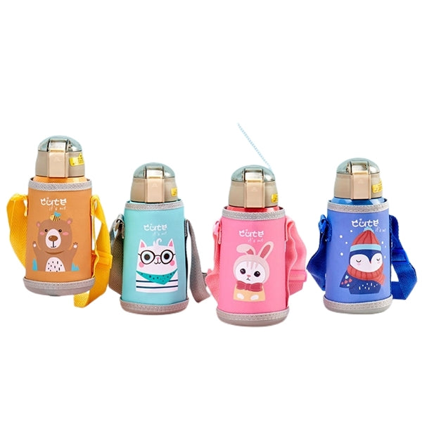 16.9 oz Temperature Display Cartoon Vacuum Flask with Straw