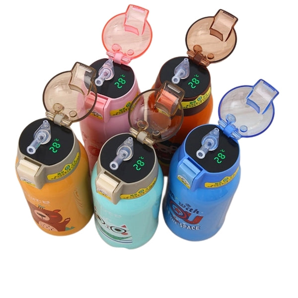 16.9 oz Temperature Display Cartoon Vacuum Flask with Straw
