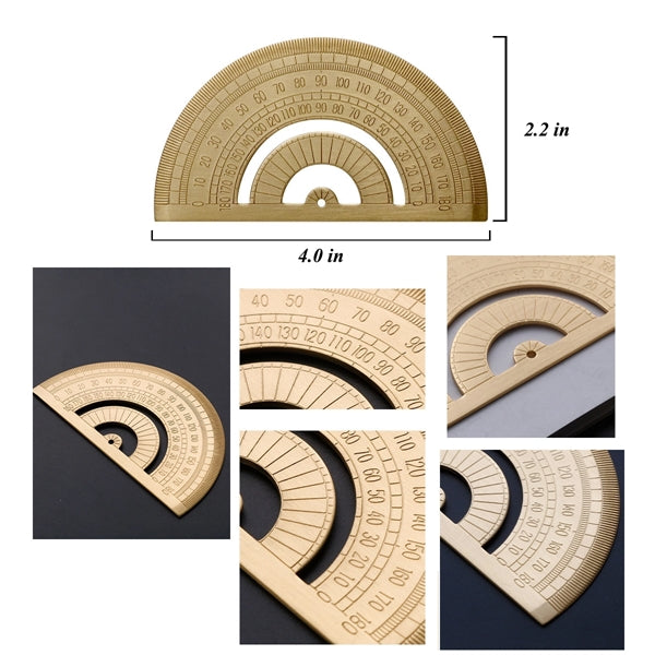 Retro Portable Brass Protractor - Laser Engraved