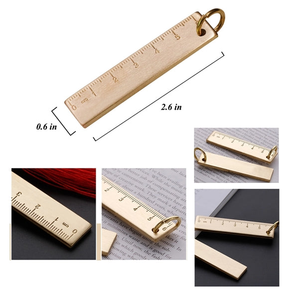 EDC Mini Portable Retro Brass Ruler w/ Key Ring