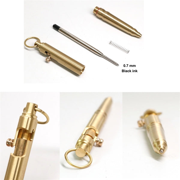 Creative EDC Solid Brass Bolt Action Pen with Hanging Ring