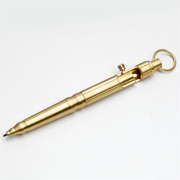Creative EDC Solid Brass Bolt Action Pen with Hanging Ring